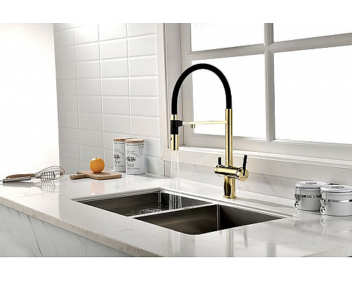 Santeh-Crystal.ru: Смеситель для кухни Paulmark Gravity Gr213188-G Золото Черный Купить Смеситель для кухни Paulmark Gravity Gr213188-G Золото Черный в магазине сантехники Santeh-Crystal.ru