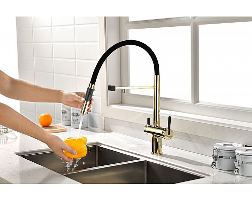Santeh-Crystal.ru: Смеситель для кухни Paulmark Gravity Gr213188-G Золото Черный Купить Смеситель для кухни Paulmark Gravity Gr213188-G Золото Черный в магазине сантехники Santeh-Crystal.ru