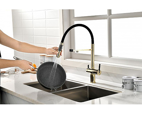Santeh-Crystal.ru: Смеситель для кухни Paulmark Gravity Gr213188-G Золото Черный Купить Смеситель для кухни Paulmark Gravity Gr213188-G Золото Черный в магазине сантехники Santeh-Crystal.ru