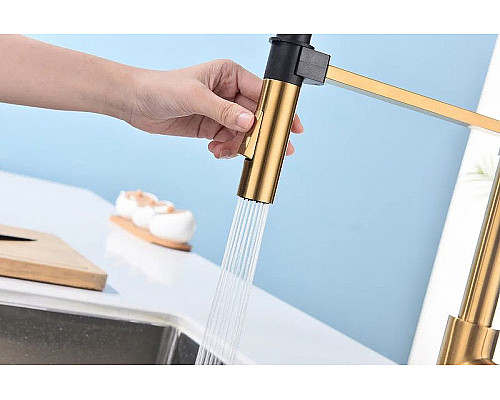 Приобрести Смеситель для кухни Paulmark Halt Ha214021-BG Брашированное золото в магазине сантехники Santeh-Crystal.ru