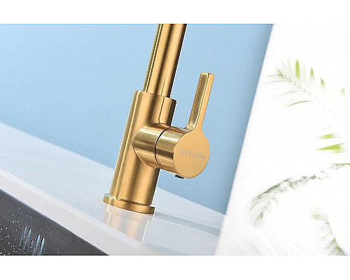 Приобрести Смеситель для кухни Paulmark Halt Ha214021-BG Брашированное золото в магазине сантехники Santeh-Crystal.ru