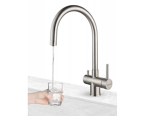 Купить Смеситель для кухни Paulmark Heller He213218-SS Брашированное сталь в магазине сантехники Santeh-Crystal.ru