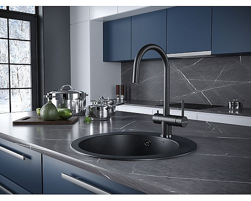 Купить Смеситель для кухни Paulmark Heller He213218-418 Черный металлик в магазине сантехники Santeh-Crystal.ru