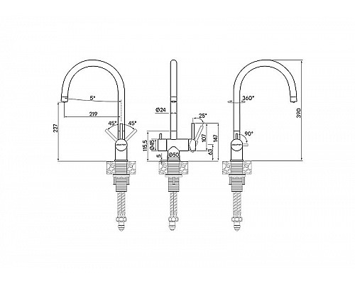 Купить Смеситель для кухни Paulmark Heller He213218-418 Черный металлик в магазине сантехники Santeh-Crystal.ru