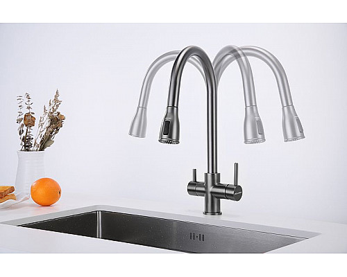 Купить Смеситель для кухни Paulmark Lange La214212-GM Вороненая сталь в магазине сантехники Santeh-Crystal.ru