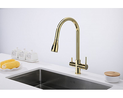 Купить Смеситель для кухни Paulmark Lange La214212-G Золото в магазине сантехники Santeh-Crystal.ru
