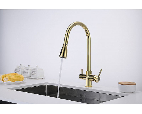 Купить Смеситель для кухни Paulmark Lange La214212-G Золото в магазине сантехники Santeh-Crystal.ru