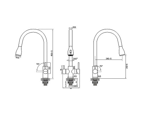 Купить Смеситель для кухни Paulmark Lange La214212-G Золото в магазине сантехники Santeh-Crystal.ru
