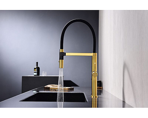 Приобрести Смеситель для кухни Paulmark Leader Le214101-BG Брашированное золото в магазине сантехники Santeh-Crystal.ru