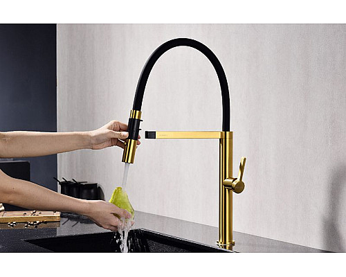 Приобрести Смеситель для кухни Paulmark Leader Le214101-BG Брашированное золото в магазине сантехники Santeh-Crystal.ru