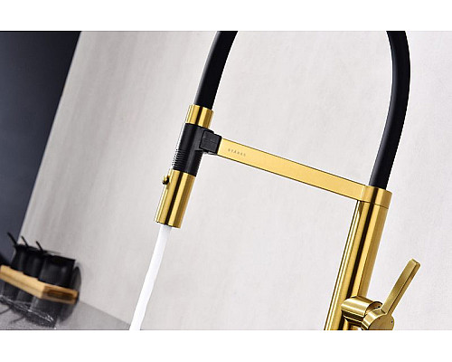 Приобрести Смеситель для кухни Paulmark Leader Le214101-BG Брашированное золото в магазине сантехники Santeh-Crystal.ru