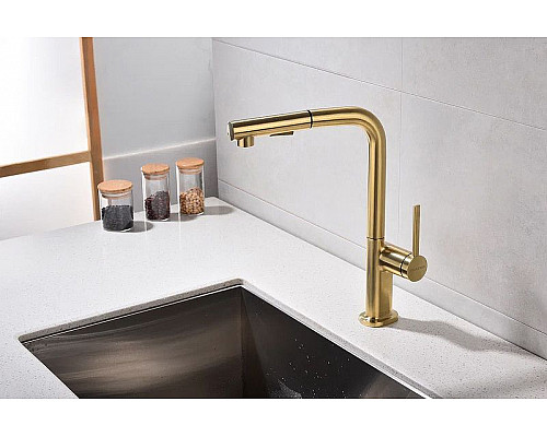 Заказать Смеситель для кухни Paulmark Neo Ne214419-BG Брашированное золото в магазине сантехники Santeh-Crystal.ru