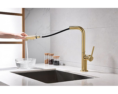 Заказать Смеситель для кухни Paulmark Neo Ne214419-BG Брашированное золото в магазине сантехники Santeh-Crystal.ru