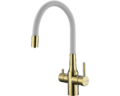 Купить Смеситель для кухни Paulmark Salix Sa213419-Gw Золото Белый в магазине сантехники Santeh-Crystal.ru