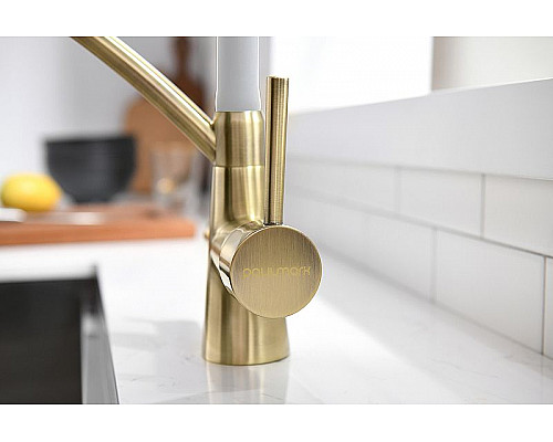 Приобрести Смеситель для кухни Paulmark Siegen Si213111-BRw Бронза Белый в магазине сантехники Santeh-Crystal.ru