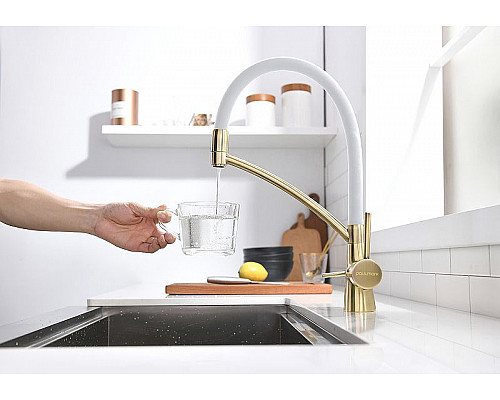 Приобрести Смеситель для кухни Paulmark Siegen Si213111-BRw Бронза Белый в магазине сантехники Santeh-Crystal.ru