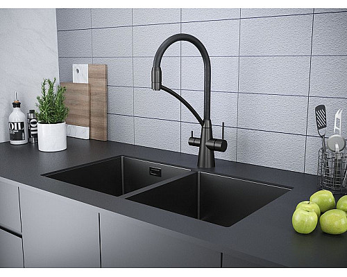 Приобрести Смеситель для кухни Paulmark Siegen Si213111-GM Вороненая сталь в магазине сантехники Santeh-Crystal.ru