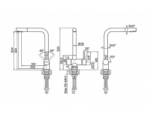 Заказать Смеситель для кухни Paulmark Skalen Sk213020-GM Вороненая сталь в магазине сантехники Santeh-Crystal.ru