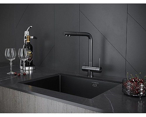 Заказать Смеситель для кухни Paulmark Skalen Sk213020-GM Вороненая сталь в магазине сантехники Santeh-Crystal.ru
