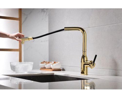 Купить Смеситель для кухни Paulmark Viper Vi213105-G Золото в магазине сантехники Santeh-Crystal.ru