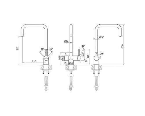 Приобрести Смеситель для кухни Paulmark Wetter We213030-GM Вороненая сталь в магазине сантехники Santeh-Crystal.ru