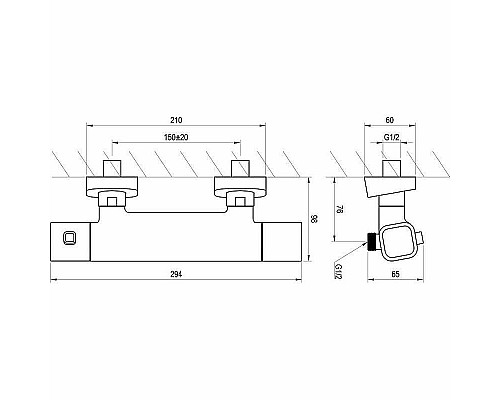 Заказать Смеситель для душа Ravak 10° Termo 300 TD 033.00/150 X070102 с термостатом Хром в магазине сантехники Santeh-Crystal.ru