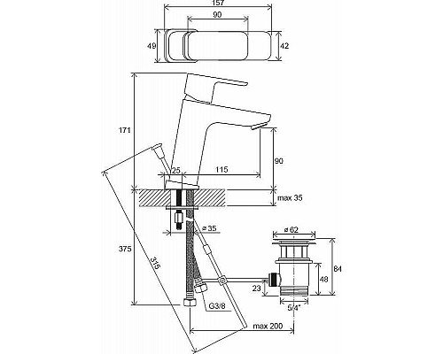 Приобрести Смеситель для раковины Ravak 10° Free TD F 013.00 X070128 Хром в магазине сантехники Santeh-Crystal.ru