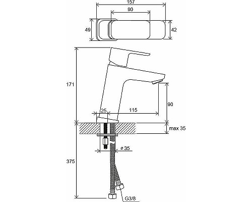 Приобрести Смеситель для раковины Ravak 10° Free TD F 014.00 X070129 Хром в магазине сантехники Santeh-Crystal.ru