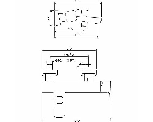 Приобрести Смеситель для ванны Ravak 10° Free TD F 022.00/150 X070131 Хром в магазине сантехники Santeh-Crystal.ru