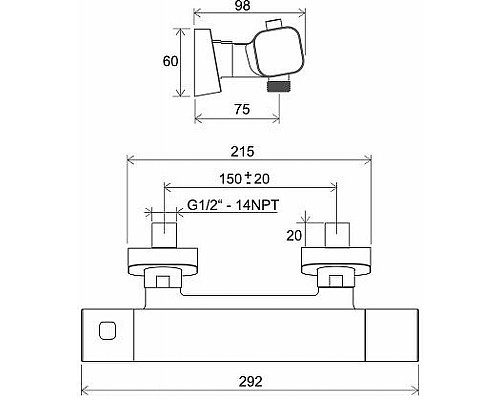 Приобрести Смеситель для душа Ravak 10° Free TD F 033.00/150 X070140 с термостатом Хром в магазине сантехники Santeh-Crystal.ru