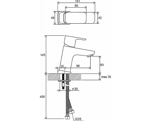 Купить Смеситель для раковины Ravak 10° Free black-TD F 012.20 X070148 Черный матовый в магазине сантехники Santeh-Crystal.ru
