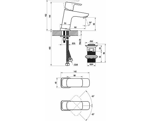 Купить Смеситель для раковины Ravak 10° Free black-TD F 011.20 X070147 Черный матовый в магазине сантехники Santeh-Crystal.ru