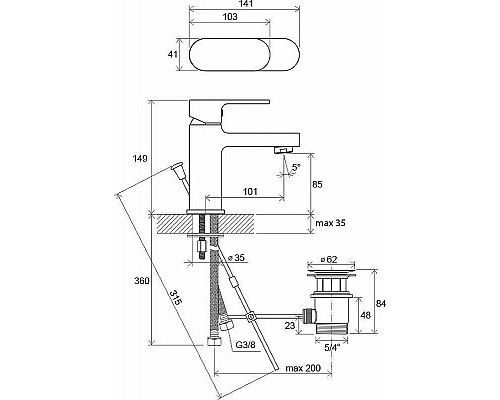 Купить Смеситель для раковины Ravak Chrome CR 011.00 X070053 Хром в магазине сантехники Santeh-Crystal.ru