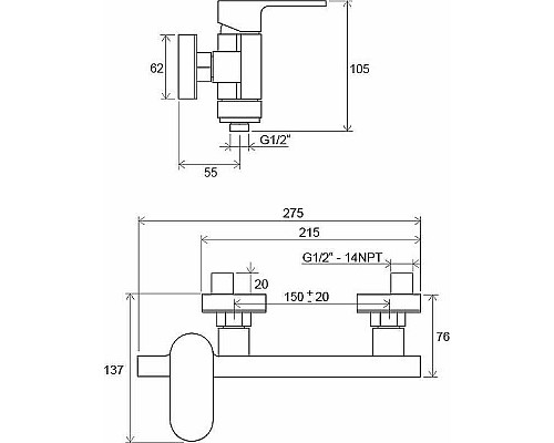 Заказать Смеситель для душа Ravak Chrome CR 032.00/150 X070043 Хром в магазине сантехники Santeh-Crystal.ru
