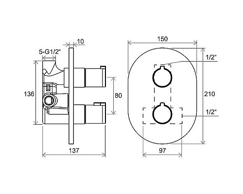Заказать Смеситель для душа Ravak Chrome CR 064.00 X070095 с термостатом Хром в магазине сантехники Santeh-Crystal.ru