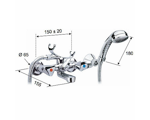 Купить Смеситель для ванны Remer 1000-2000 02YG Хром в магазине сантехники Santeh-Crystal.ru