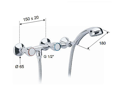 Заказать Смеситель для душа Remer 1000-2000 39Y Хром в магазине сантехники Santeh-Crystal.ru