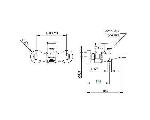 Купить Смеситель для ванны Remer Dream D05 Хром в магазине сантехники Santeh-Crystal.ru