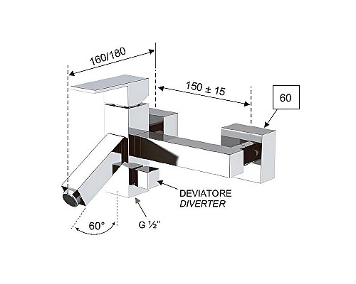 Приобрести Смеситель для ванны Remer Q-Color QR0583A Хром в магазине сантехники Santeh-Crystal.ru