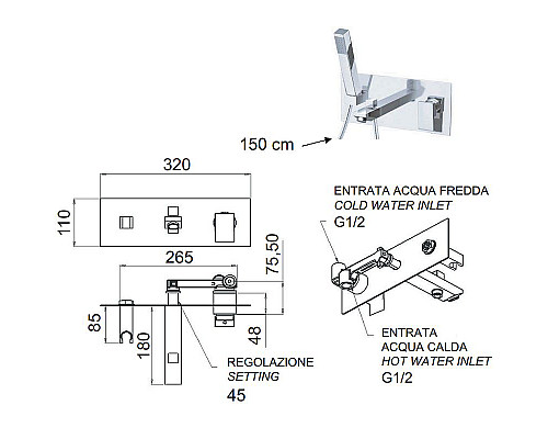 Заказать Смеситель для ванны Remer Q-Design QD04 Хром в магазине сантехники Santeh-Crystal.ru