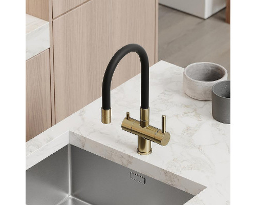 Смеситель для кухни Sancos Lucia SC4004BG Золото брашированное Черный