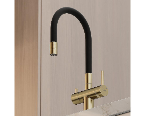 Смеситель для кухни Sancos Lucia SC4004BG Золото брашированное Черный