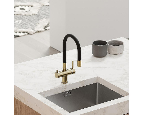 Смеситель для кухни Sancos Lucia SC4004BG Золото брашированное Черный