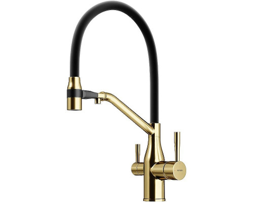 Смеситель для кухни Sancos Orta SC4008BG Золото брашированное Черный
