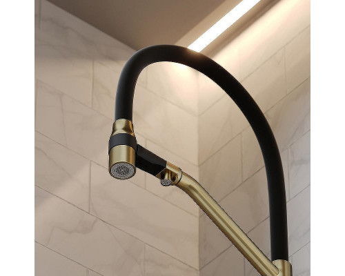 Смеситель для кухни Sancos Orta SC4008BG Золото брашированное Черный