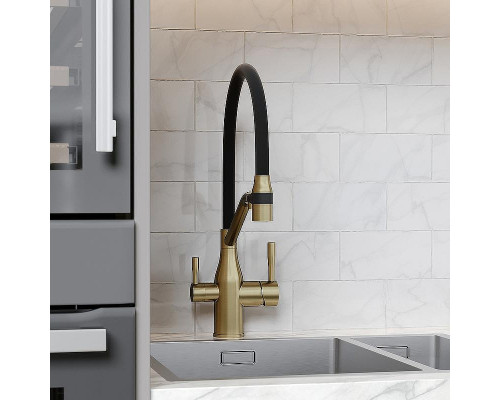 Смеситель для кухни Sancos Orta SC4008BG Золото брашированное Черный