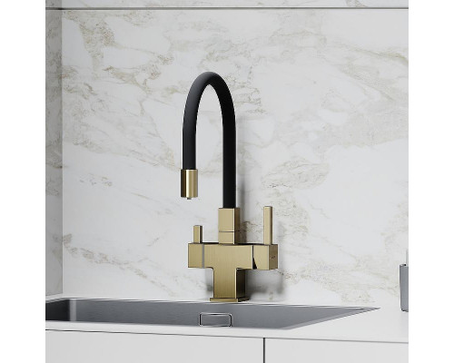 Смеситель для кухни Sancos Arno SC4005BG Золото брашированное Черный