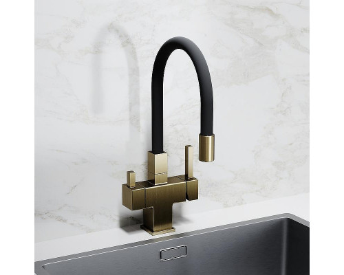 Смеситель для кухни Sancos Arno SC4005BG Золото брашированное Черный