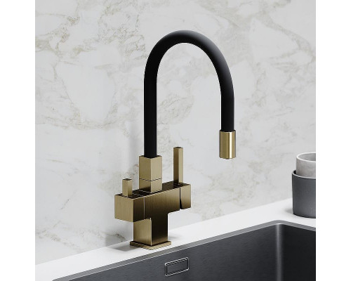 Смеситель для кухни Sancos Arno SC4005BG Золото брашированное Черный