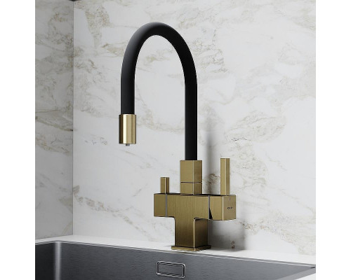 Смеситель для кухни Sancos Arno SC4005BG Золото брашированное Черный